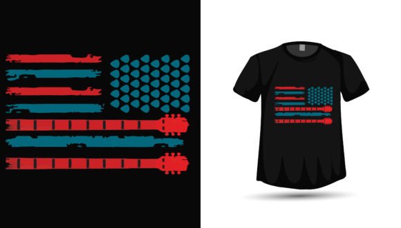 American Flag Guitar Graphics & T-Shirt Designs