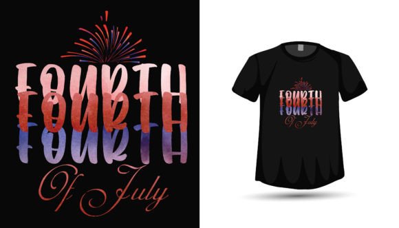Fourth of July Watercolor Graphics for T-Shirt Designs